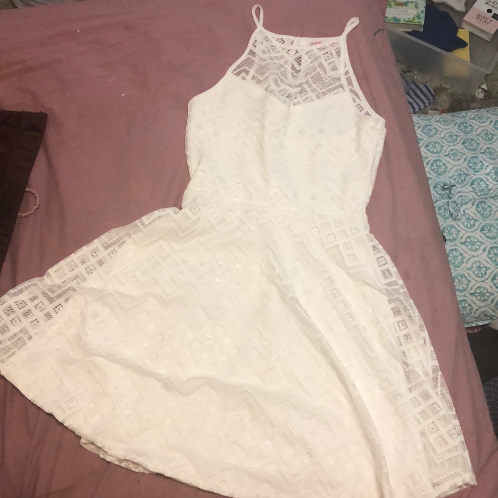 spaghetti strap lace white dress